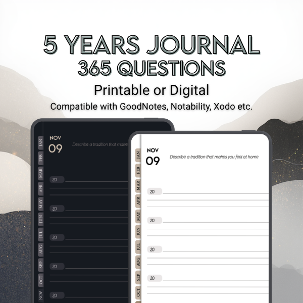Digital 5-Year Journal - 365 Self-Reflection Prompts